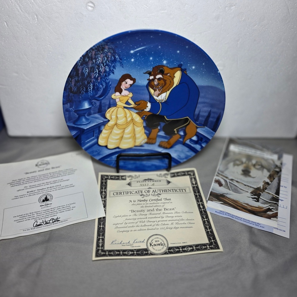 Disney Beauty and the Beast Knowles Collector Plate 1991 COA